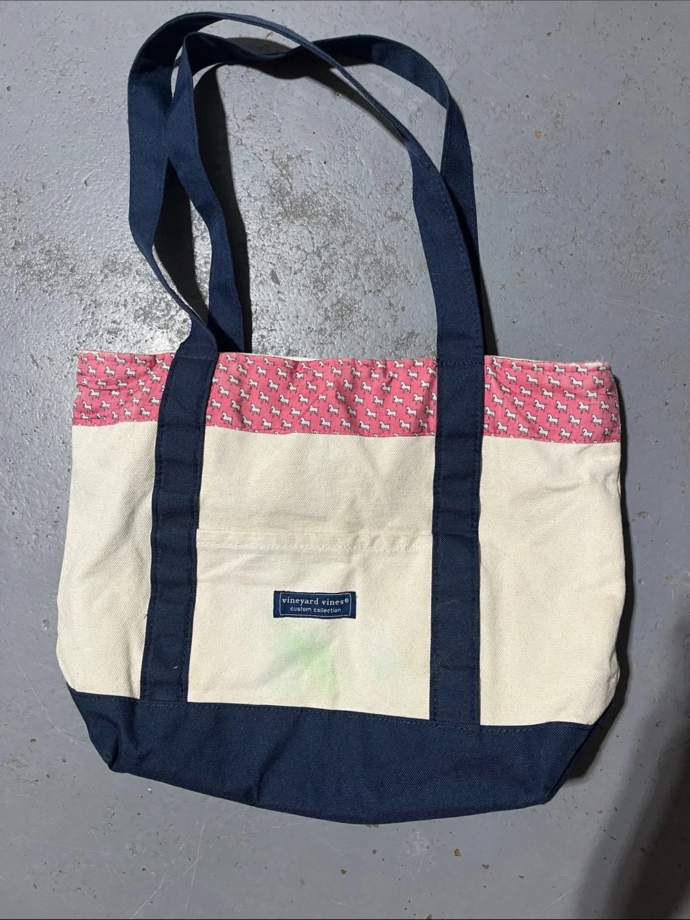 Vineyard Vines Navy, Pink & Cream Canvas Tote